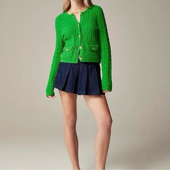 J. Crew Sweaters - J. Crew Kelly Green Cableknit Cardigan Sweater
